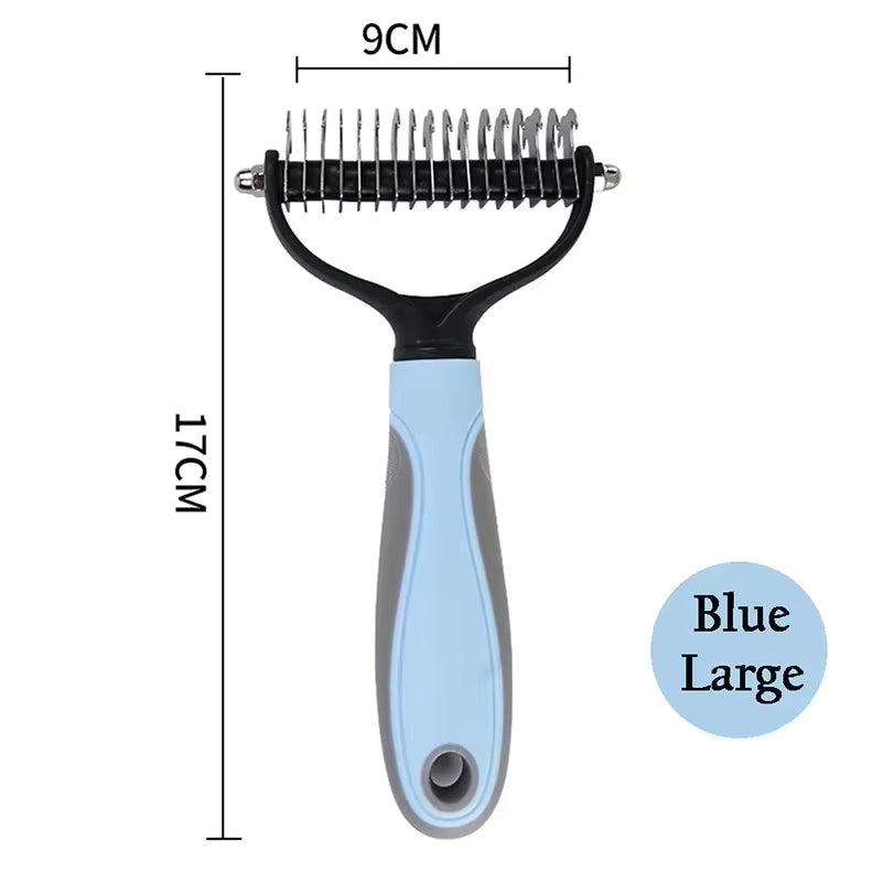 Pet Deshedding Brush Double Sided Pet Grooming Tool for Shedding and Dematting - Stainless Steel Dog Comb with Effective Results