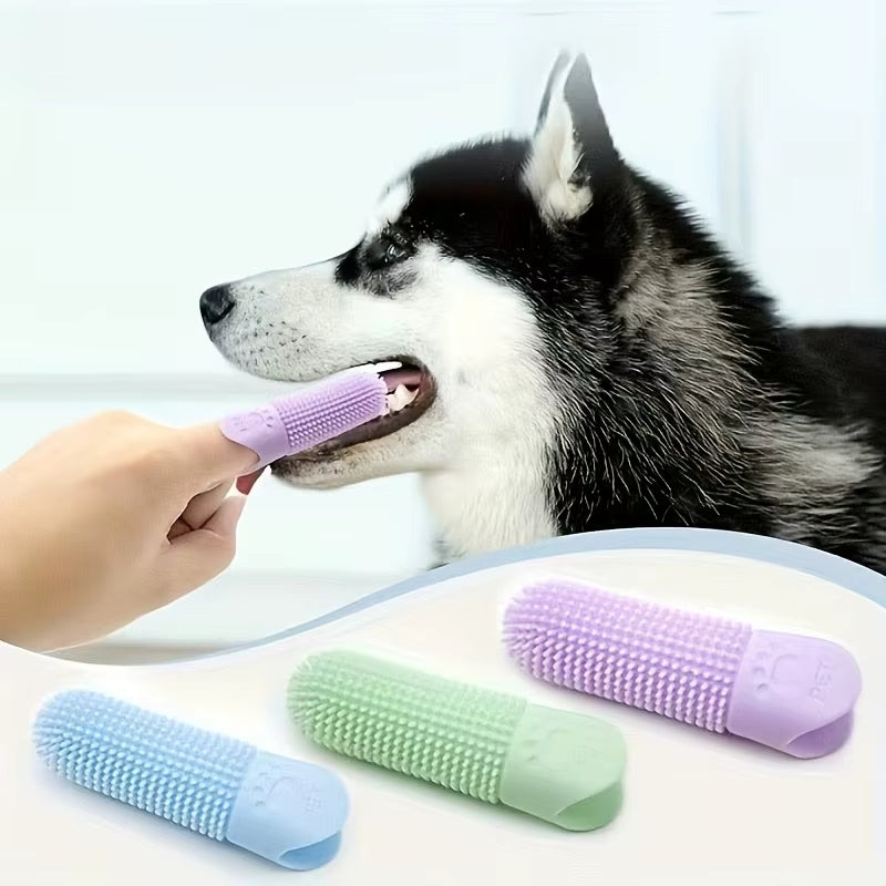 Soft Silicone Dog Toothbrush 360° Finger Toothbrush for Dogs Cats Durable Pet Finger Brush Tooth Cleaning Tool for All Breeds