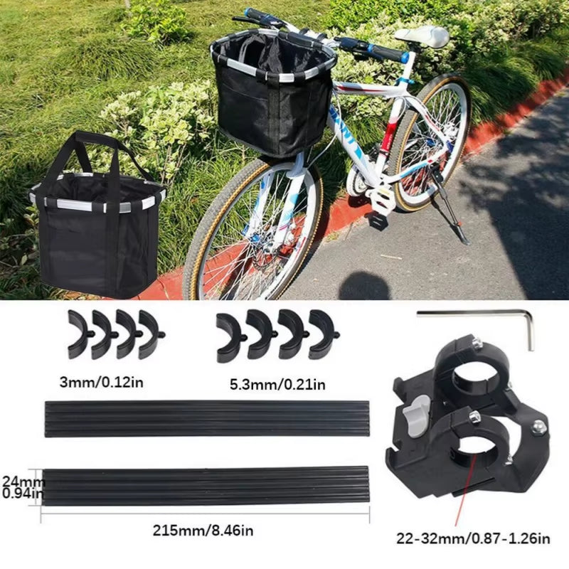 Bicycle Front Basket Bike Small Pet Dog Carry Pouch 2In1 Detachable MTB Cycling Handlebar Tube Hanging Fold Baggage Bag 5KG Load