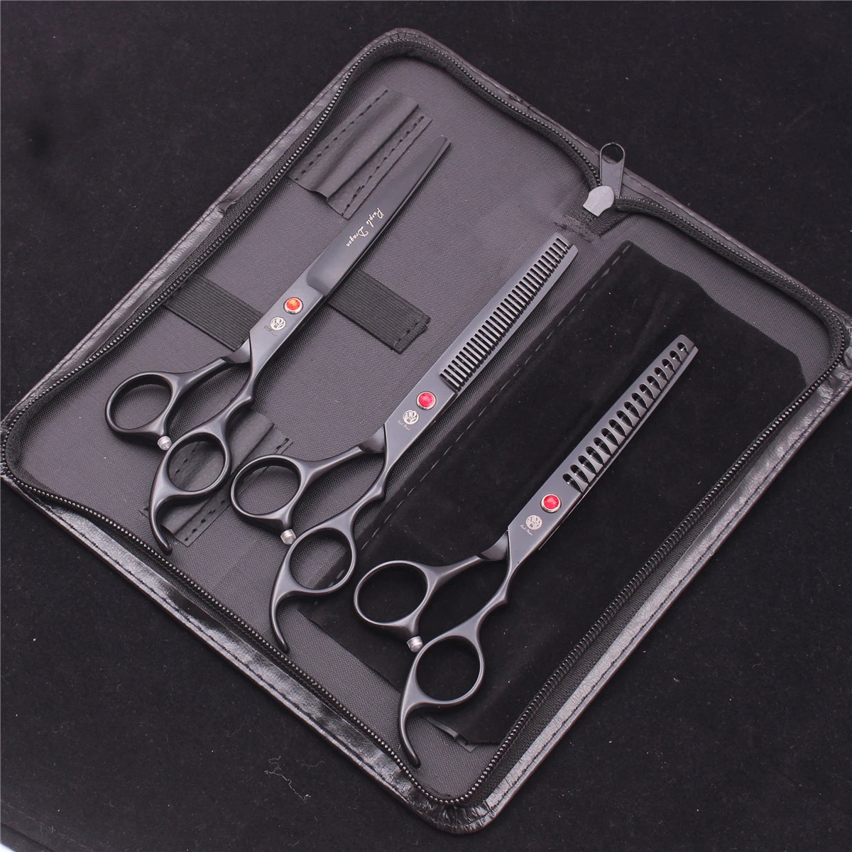 7'' Purple Dragon Pet Grooming Scissors Dog Cat Fish Bone Thinning Hairdressing Shears Curved Cutting Hemostatic Forceps Z3102