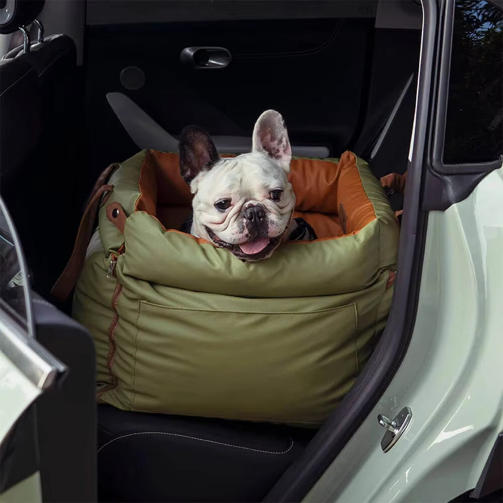 Winter Pet Outing Lathe Luxury Faux Leather Dog Car Seat/Cat Car Bed/Booster Bed Pet Booster Car Seat Comfortable Cat Travel Bed