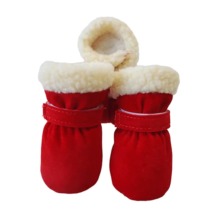 4Pcs Winter Waterproof Warm Pet Dog Shoes Non-Slip Snow Boots for Small Breeds Dogs Puppy Cat Chihuahua Pet Paw Care Pug