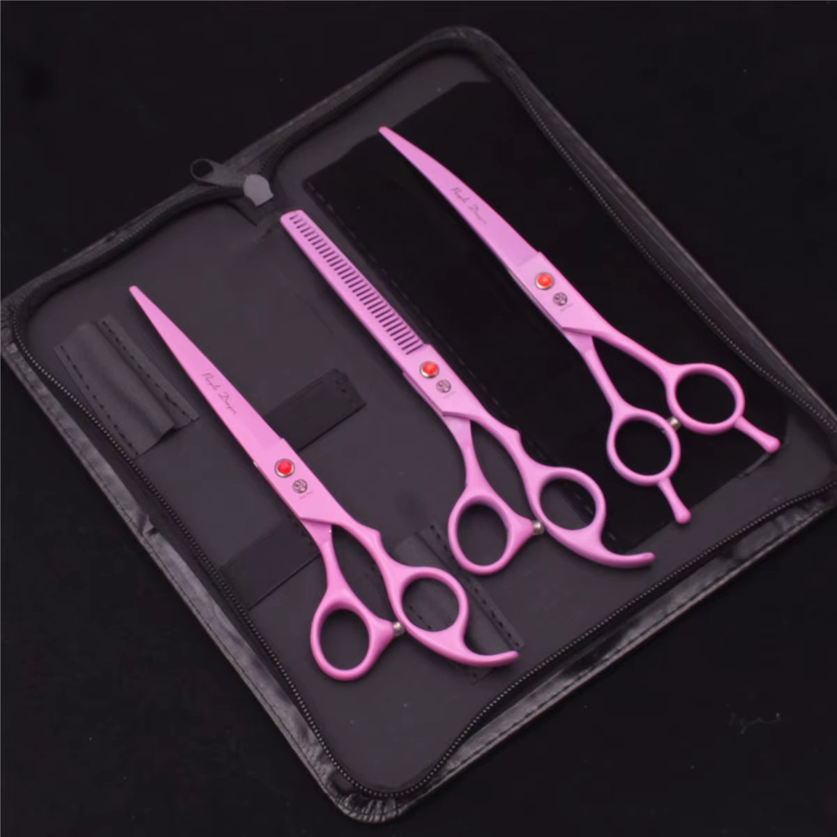 7'' Purple Dragon Pet Grooming Scissors Dog Cat Fish Bone Thinning Hairdressing Shears Curved Cutting Hemostatic Forceps Z3102