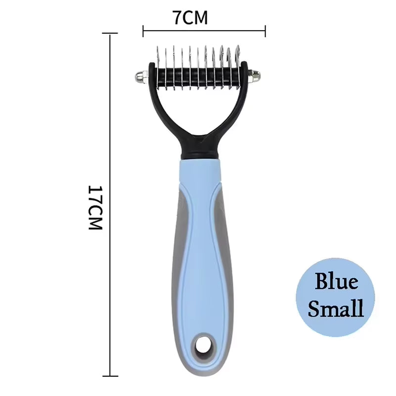 Pet Deshedding Brush Double Sided Pet Grooming Tool for Shedding and Dematting - Stainless Steel Dog Comb with Effective Results