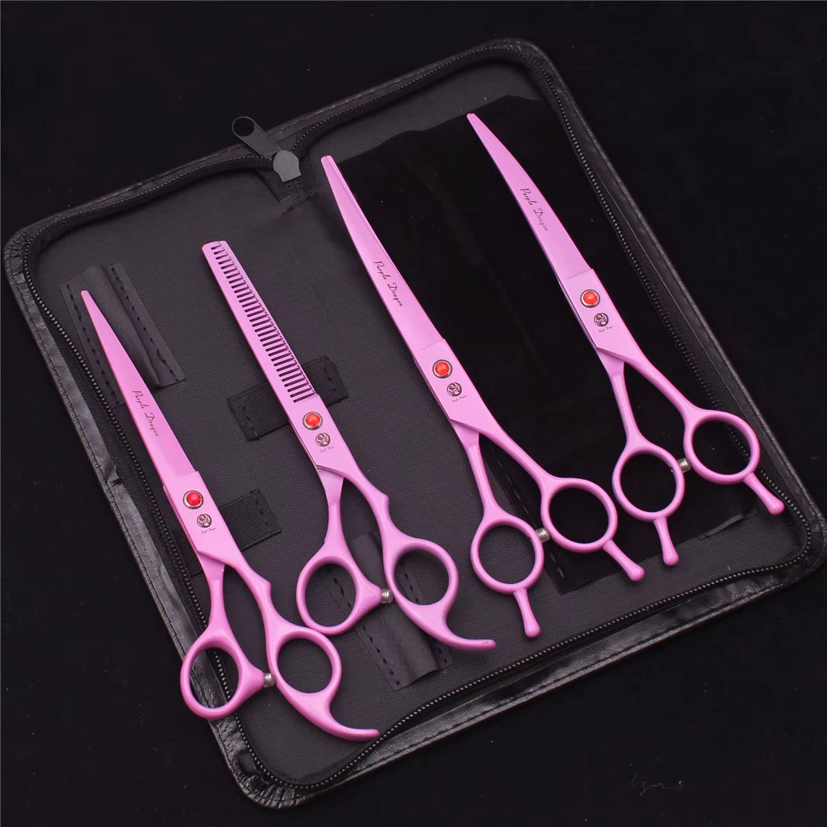 7'' Purple Dragon Pet Grooming Scissors Dog Cat Fish Bone Thinning Hairdressing Shears Curved Cutting Hemostatic Forceps Z3102