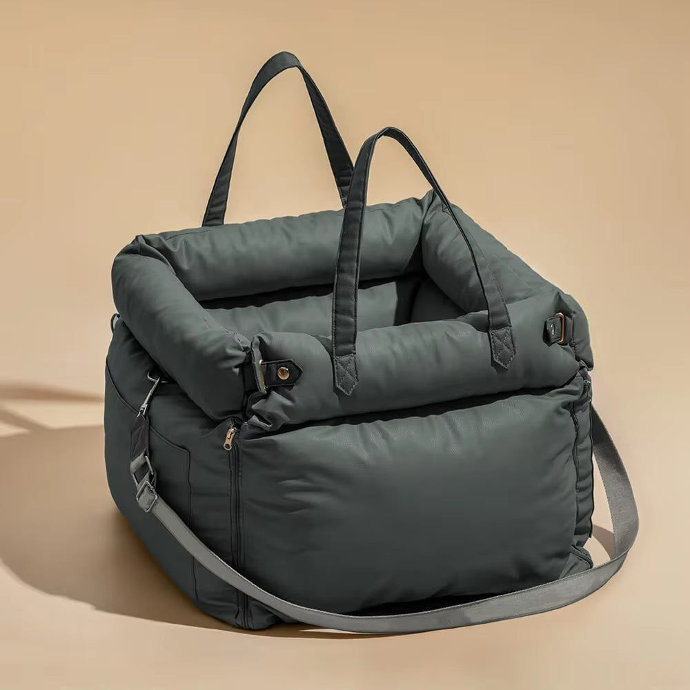 Winter Pet Outing Lathe Luxury Faux Leather Dog Car Seat/Cat Car Bed/Booster Bed Pet Booster Car Seat Comfortable Cat Travel Bed